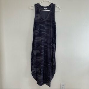 Z Supply 100% cotton Black Gray Camo V-Neck Maxi Dress